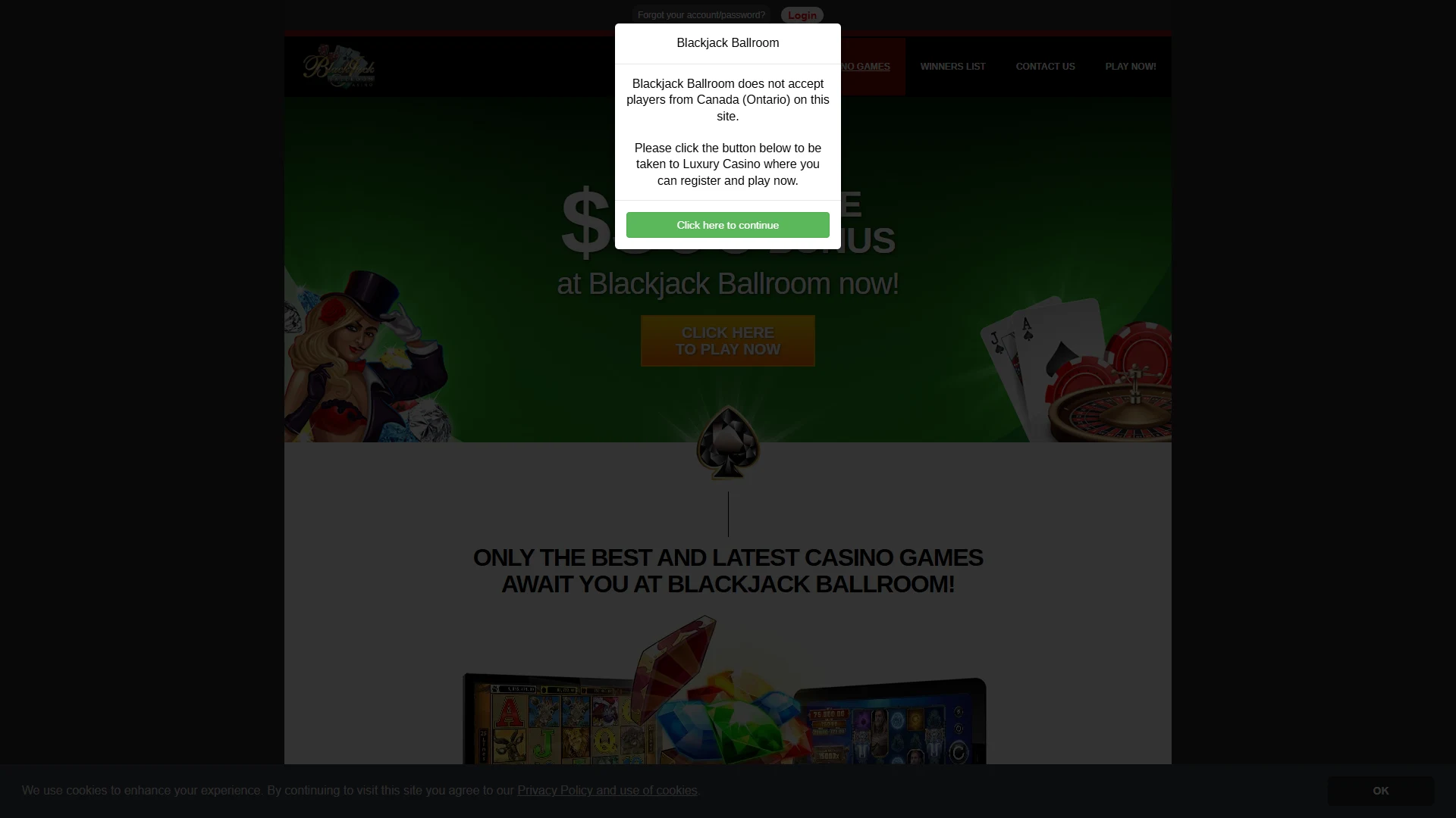 Blackjack Ballroom game lobby